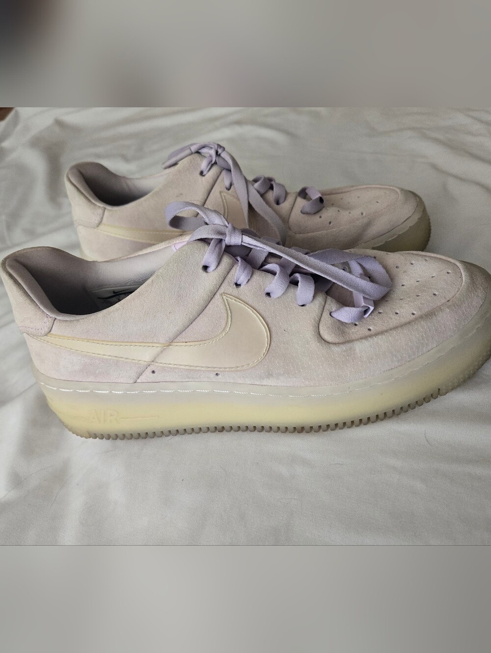 Nike Air Force 1 Low Pastel Lavender Laces Suede Sneakers Womens 8.5
